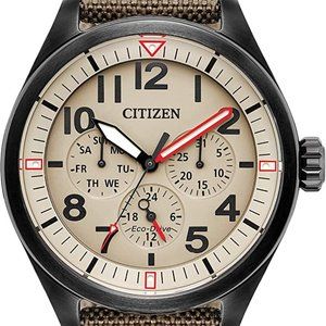 Citizen Eco-Drive Garrison Mens Watch, Stainless Steel, Nylon Strap, Field Watch